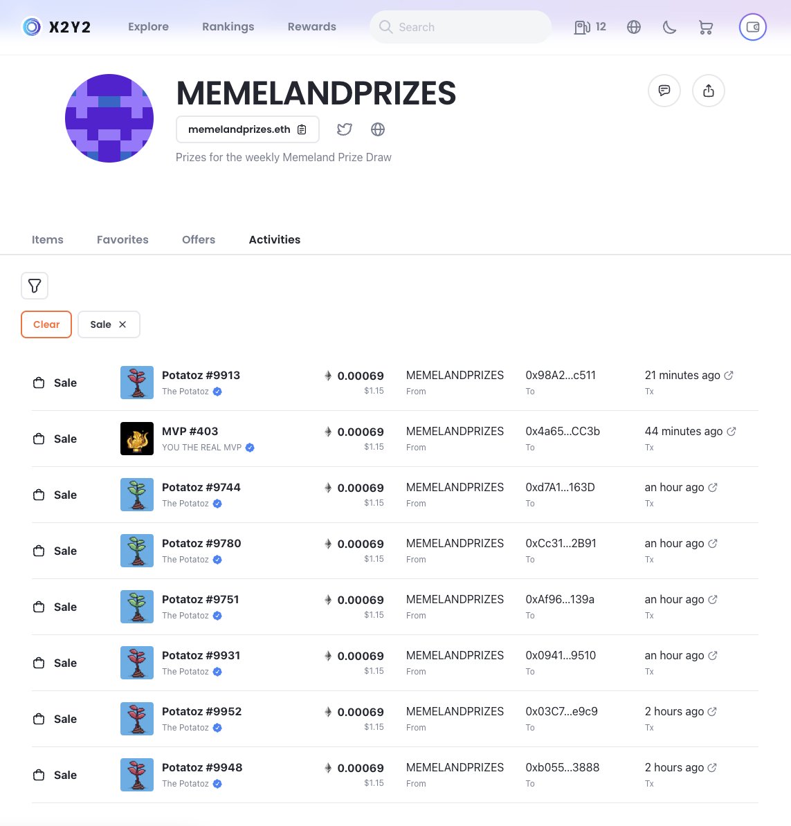Memeland's tweet photo. Starting from Prize Draw #2, you can see how many weekly prizes are NOT yet claimed:

👉 https://t.co/3AJ8IC6GE1

If you are a winner, please claim your prize via a "private sale" of 0.00069Ξ on X2Y2:

👉 https://t.co/nnewwS5sVk

Don't panic when you see some 0.00069Ξ sales! 🤣 https://t.co/dryN2FdsYm