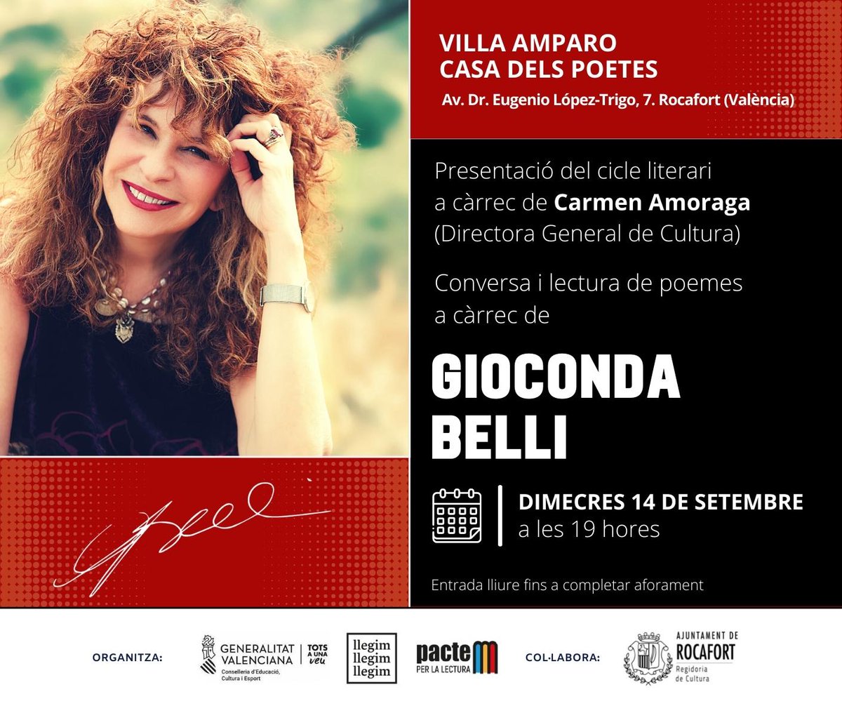Manolo Gil (@manologild) on Twitter photo Villa Amparo (la Casa dels Poetes), la casa on va viure a Rocafort Antonio Machado, comença la seua programació de tardor. Un luxe comptar amb <a href="/GiocondaBelliP/">Gioconda Belli</a> . <a href="/AngelsGregori/">Àngels Gregori</a> <a href="/AmoragaCarmen/">Carmen Amoraga</a> <a href="/RocafortAyto/">Ajuntament de Rocafort</a> <a href="/generalitat/">Generalitat</a> Villa Amparo (la Casa dels Poetes), la casa on va viure a Rocafort Antonio Machado, comença la seua programació de tardor. Un luxe comptar amb <a href="/GiocondaBelliP/">Gioconda Belli</a> . <a href="/AngelsGregori/">Àngels Gregori</a> <a href="/AmoragaCarmen/">Carmen Amoraga</a> <a href="/RocafortAyto/">Ajuntament de Rocafort</a> <a href="/generalitat/">Generalitat</a>