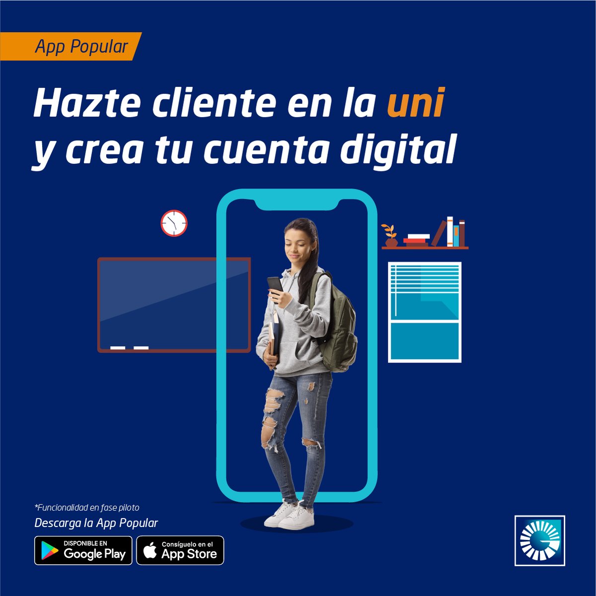 Popularenlinea's tweet photo. Mientras esperas que comience la próxima clase,
abre tu primera cuenta bancaria, así de simple:
1. Descarga la App Popular.
2. Selecciona “Hazte cliente” y “crear cuenta
digital”.
3. Ingresa tus datos.
4. Y listo, ¡ya eres cliente!
#AppPopular #HazteCliente #CanalesDigitales https://t.co/PetmClfnk4