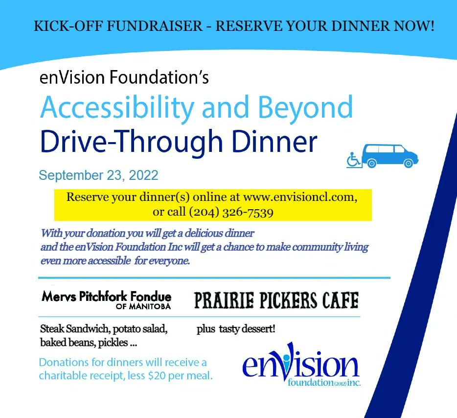 enVisioncl's tweet photo. Back by popular demand, our Accessibility and Beyond Drive Thru Dinner is happening September 23rd - by reservation only! 
Click here to reserve your dinner now https://t.co/wHZ1kjWWWx https://t.co/C5cP5cC5li