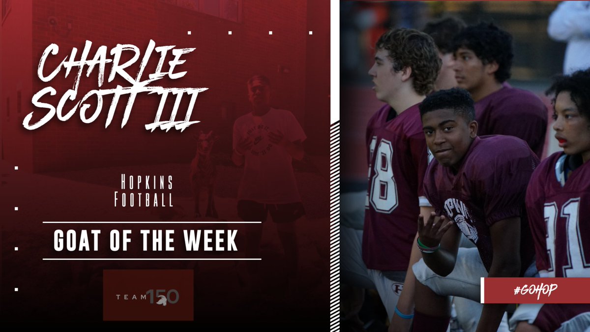 Throughout the season we will give out a Weekly Award called "The GOAT of The Week"

The Goat of The Week is someone who gives our Team all they have in pursuit of getting us better! In week one of Preseason, the GOAT of the week was RB/OLB Charlie Scott, III '26

#GoHop #Team150