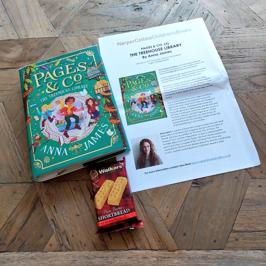CassieKempSLS's tweet photo. A squeal of excitement *may* have just slipped out when I opened this gorgeous book post from @HarperCollinsCh! I can't wait to read and share the next #PagesAndCo installment: The Treehouse Library by @acaseforbooks! Also had a right craving for shortbread today so extra thanks! https://t.co/sWPxsifORR