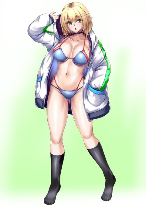 エルフ×水着×パーカー 