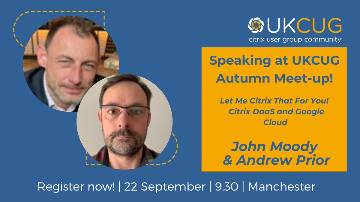 Don't forget to register for the upcoming UKCUG Meeting in Manchester - Looking forward to talking about Citrix DaaS and all things Google! Register here: eventbrite.co.uk/e/uk-citrix-us…