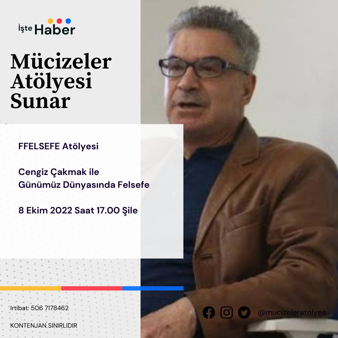 3. Mucizeler Atölyesi kampı için çok önemli bir isim bizlerle.

Felsefe Atölyesinde Cengiz Çakmak dinleyeceğiz.

7-8-9 Ekim Çadır&amp;Karavan&amp;Bungalov kampı

#dogadafelsefe