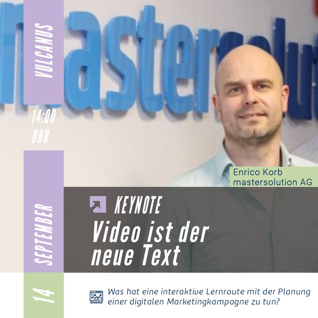 digisummit_eu's tweet photo. KEYNOTE PREVIEW • „Video ist der neue Text“

Enrico Korb begrüßt euch am ersten Konferenztag um 14:00 Uhr im Raum Vulcanos!

#digisummit #mastersolutions https://t.co/acs8YoNolT