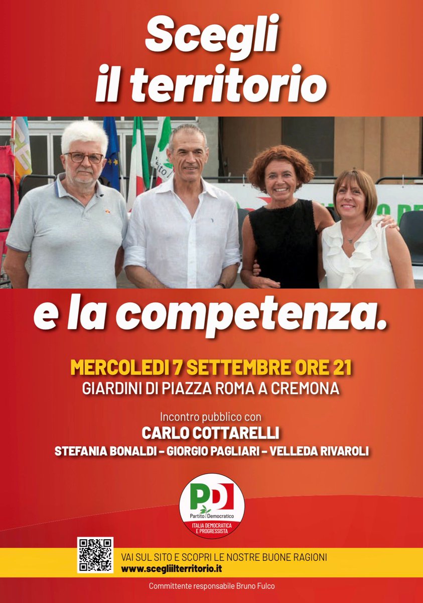 Domattina dalle 9:30 alle 12:00 al mercato di Cremona e alla sera in Piazza Roma sempre a Cremona