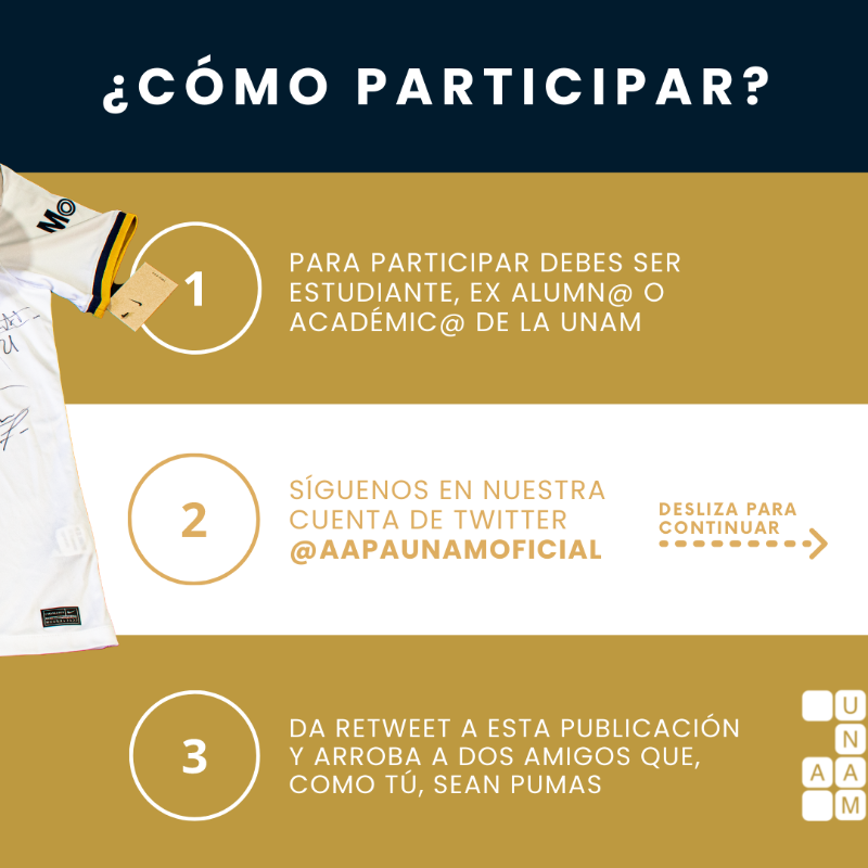 AAPAUNAMOficial's tweet photo. ¿Eres Universitari@ y el fútbol es una de tus pasiones? ¿Vibras de emoción cada vez que @PumasMX salta a la cancha? ¡Participa en nuestra dinámica para ganar una playera autografiada por los jugadores del equipo más grande de #México !

#YoSoyPumaPorque #YoSoyAAPAUNAM #UNAM