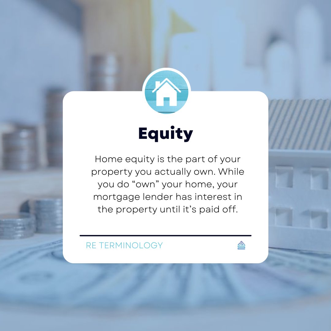 The equity in your home is the part of it that you actually own, while all other aspects like mortgage loans and tenant security come from outside sources. #realestateterminology #terminologytuesday #shorttermrentals #realestateinvesting #realestate