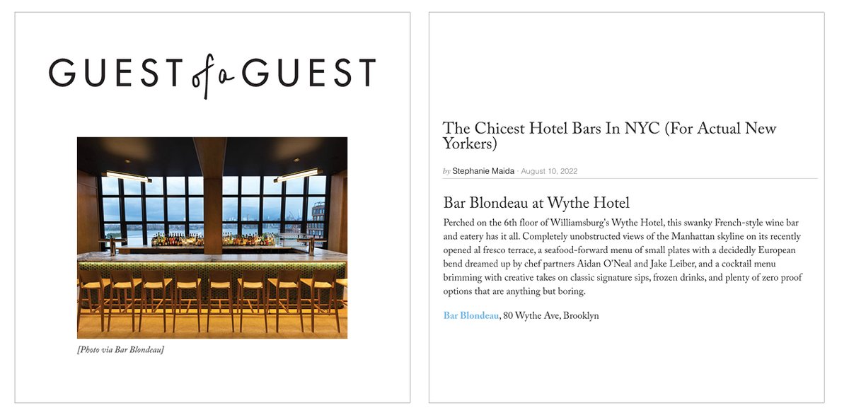 Another thank you to <a href="/guestofaguest/">Guest of a Guest</a> for featuring Bar Blondeau in this review.

guestofaguest.com/new-york/night…