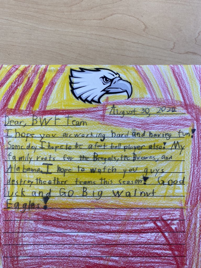 BWEagleFB's tweet image. Huge shout out to the PRE students who took time to to write our guys letters last week.  Our community is special!  @BWLSD @McLane_Ryan #PTR