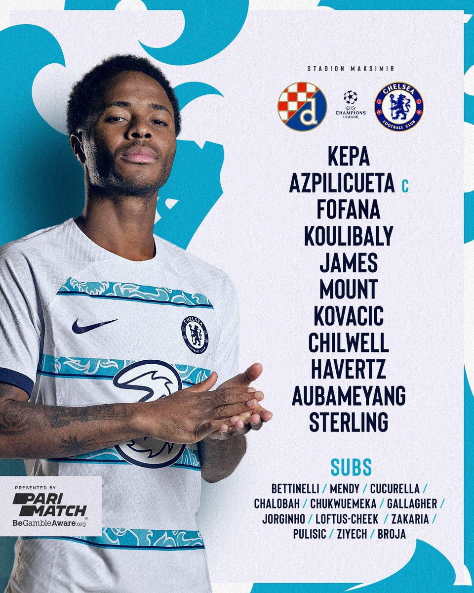 ChelseaFC's tweet photo. Here's your Chelsea side tonight in Croatia! 👊

@ParimatchGlobal | #UCL https://t.co/VJwu0J1jqw