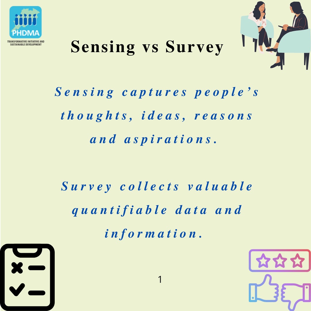 PhdmaO's tweet photo. PHDMA believes in Deep Sensing, a form of collecting narratives as part of its continuous monitoring instead of depending on traditional survey processes.
Here's our attempt to delineate the difference between Sensing and Survey.
#Sensing #survey #deepsensing #phdma #monitoring https://t.co/EzNoIKdaGQ