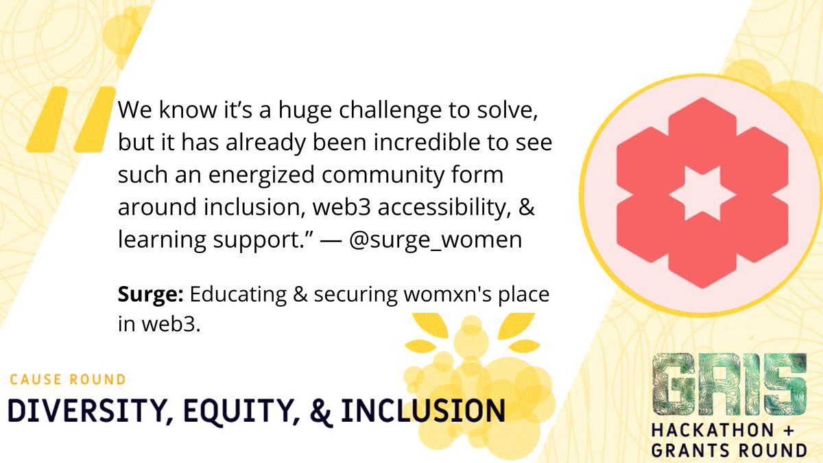 🎺 GR15 launches TOMORROW &amp; runs from this Wed, Sept. 7th through Sept. 22nd!

Get ready to support <a href="/surge_women/">Surge</a> &amp; other amazing projects in our Diversity, Equity &amp; Inclusion cause round. You can find more information at Gitcoin.co/Grants