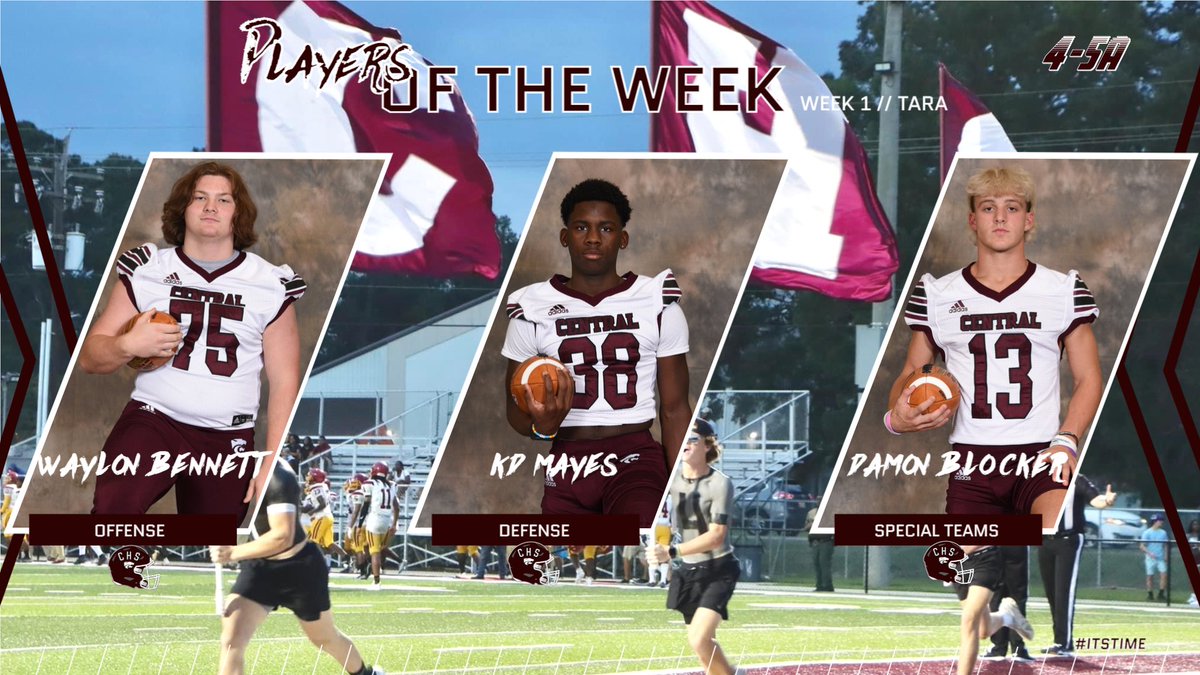 CentralFight_FB's tweet image. Week 1 players of the week vs Tara:

Offense: @Waylon__Bennett 
Defense: @5starrkd 
Special Teams: @Blocker_Damon1 

#ItsTime