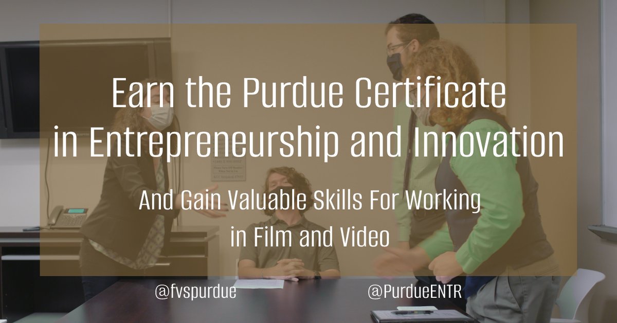 FVSPurdue's tweet photo. #FVSBoilers students interested in creating their own production companies and videography service regularly earn the Certificate in Entrepreneurship and Innovation (@PurdueENTR). Talk to your advisor to add it to your plan of study! @PurdueLibArts @PurdueSis #FVSPurdue https://t.co/7UQhFKooXZ