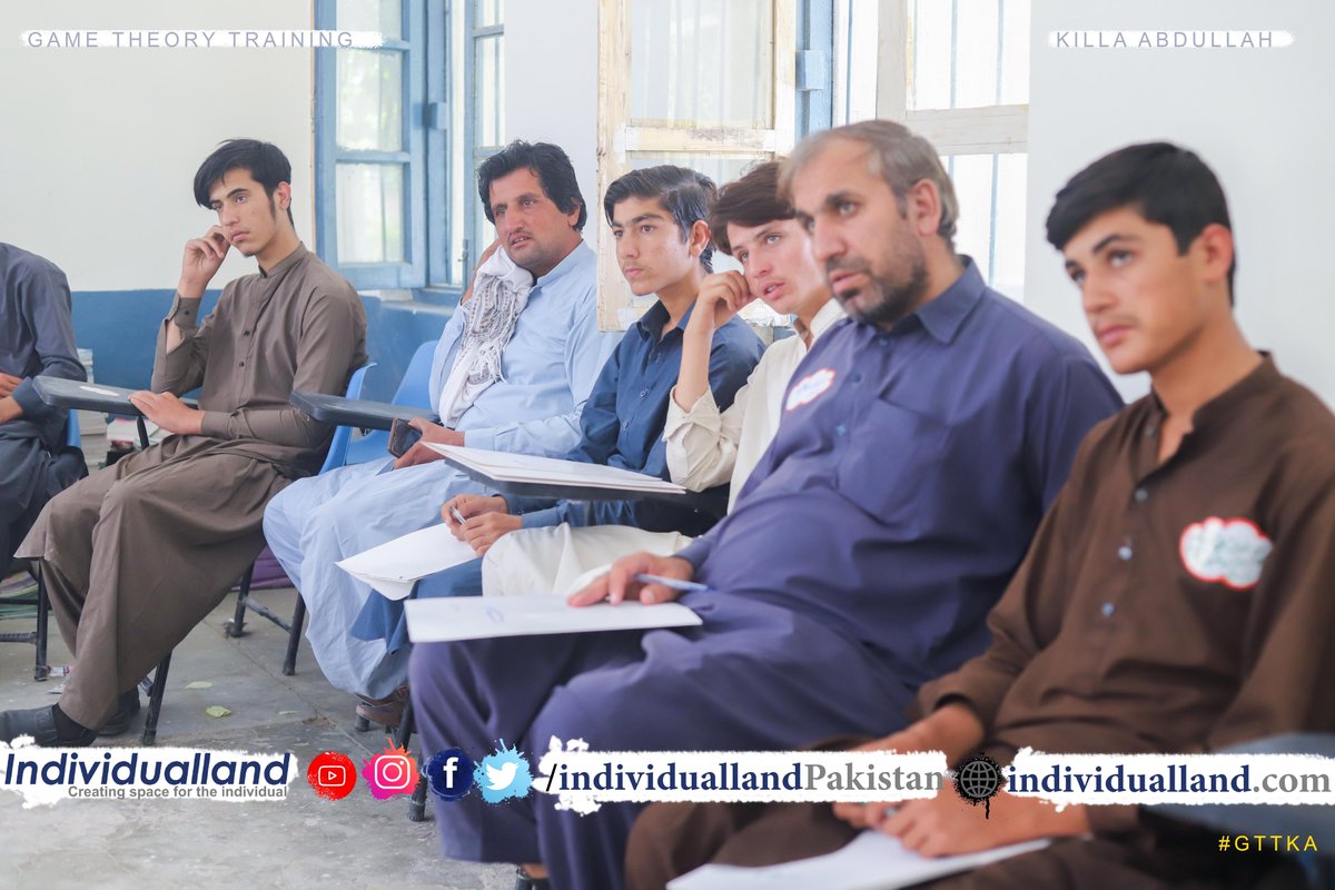 individualland's tweet photo. "Tasveer Kahani" - Day one of three days game theory training in #KillaAbdullah. 

#GTTKA 
🧵 https://t.co/yZRjJknWoC