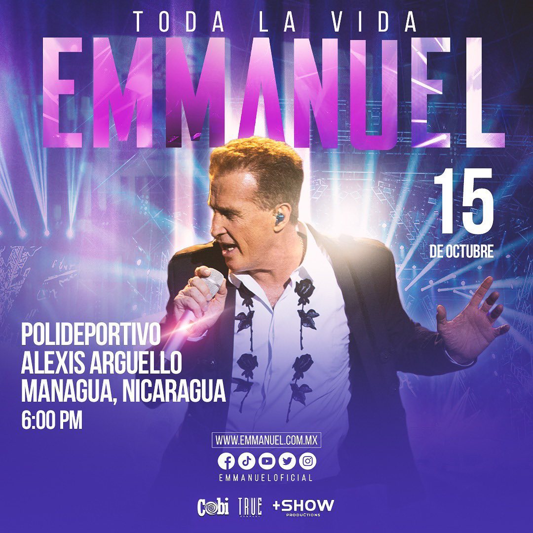UNOLiveNic's tweet photo. Anuncian concierto de #Emmanuel en Nicaragua para este próximo🗓 15 Octubre en el📍 Polideportivo Alexis Argüello 

Boletos a la venta próximamente https://t.co/SvSfuEF7th