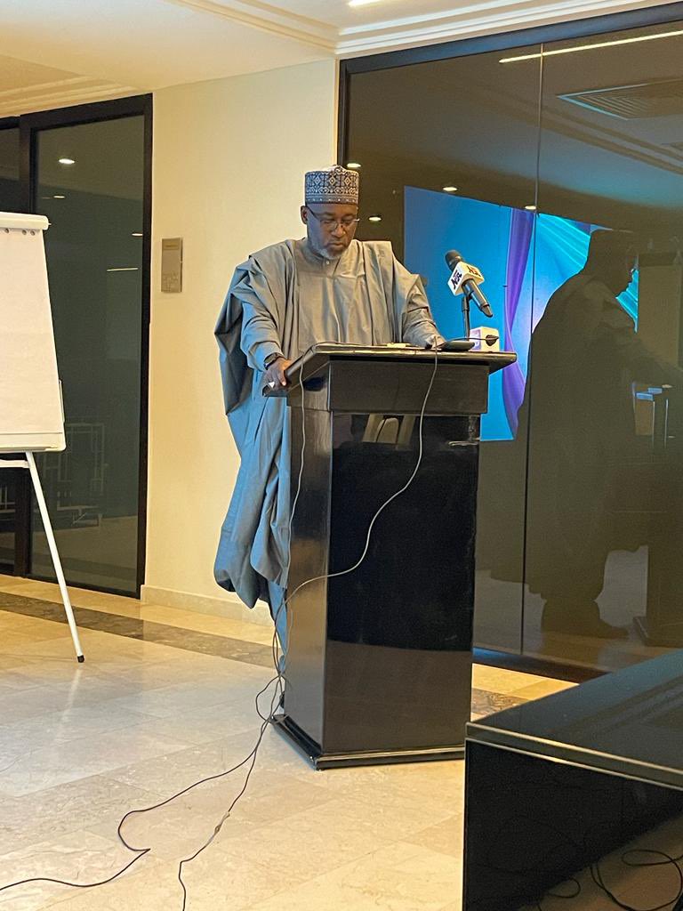The Honourable Minister of Water Resources Engr Suleiman H. Adamu, FNSE, FAEng. presenting his address at the ongoing public presentation of Hand Hygiene For All (HH4A) Roadmap at Frazer Suites, Abuja.