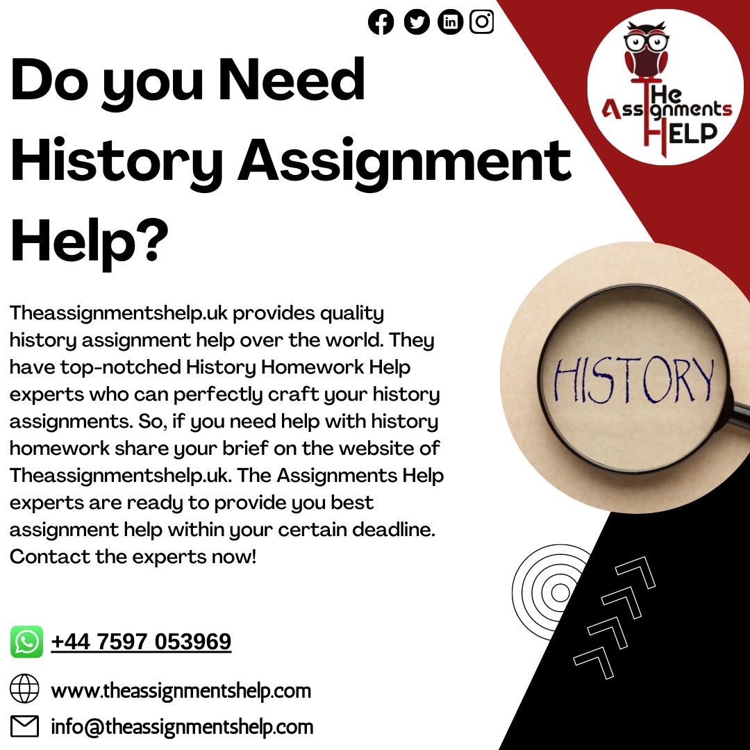 tasignmentshelp's tweet image. Be confident! Because you choose our History Assignment Help Services.

Order your task Now:

#history #historyassignmenthelp #historywritingassignment #historyassignment #assignmenthelp #assignment #help #theassignmentshelp