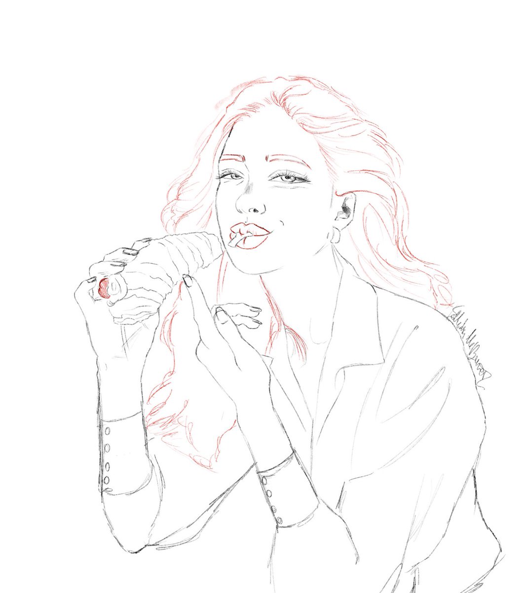 EyraImp's tweet photo. Art club theme: self-portrait in red 👩🏻‍🦰♥️ https://t.co/PEtbNbyt2A
