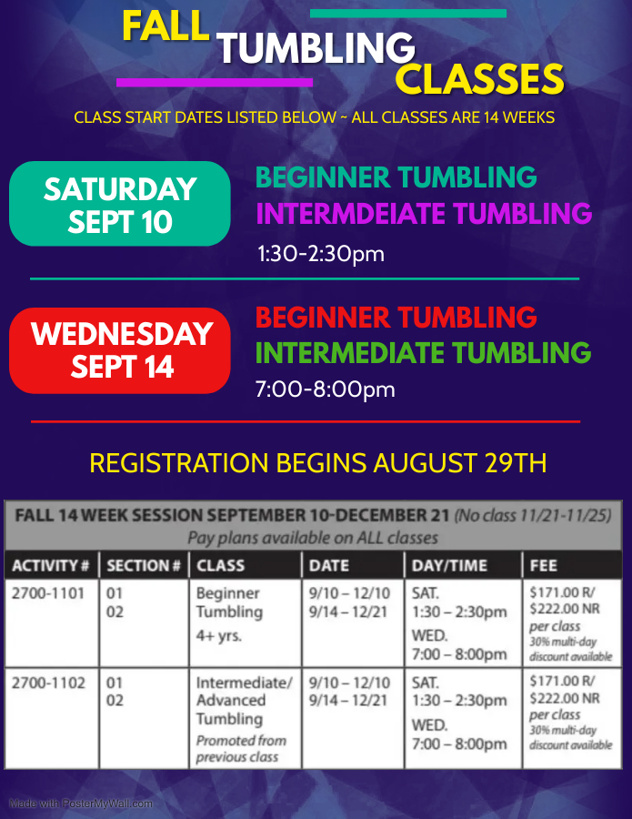 OakForestParks's tweet photo. Last chance to register for gymnastics, tumbling and dance. Only a few spots available in several classes. Families already registered with the park district may register for classes online. Those registering for the first time may do so in person. https://t.co/uIimH4mpwZ