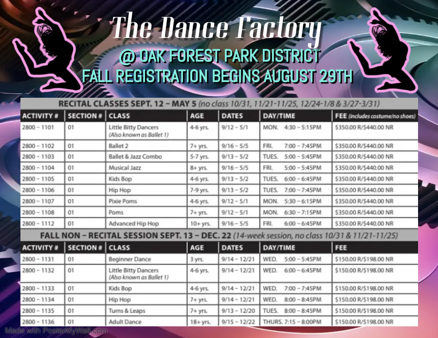 OakForestParks's tweet photo. Last chance to register for gymnastics, tumbling and dance. Only a few spots available in several classes. Families already registered with the park district may register for classes online. Those registering for the first time may do so in person. https://t.co/uIimH4mpwZ