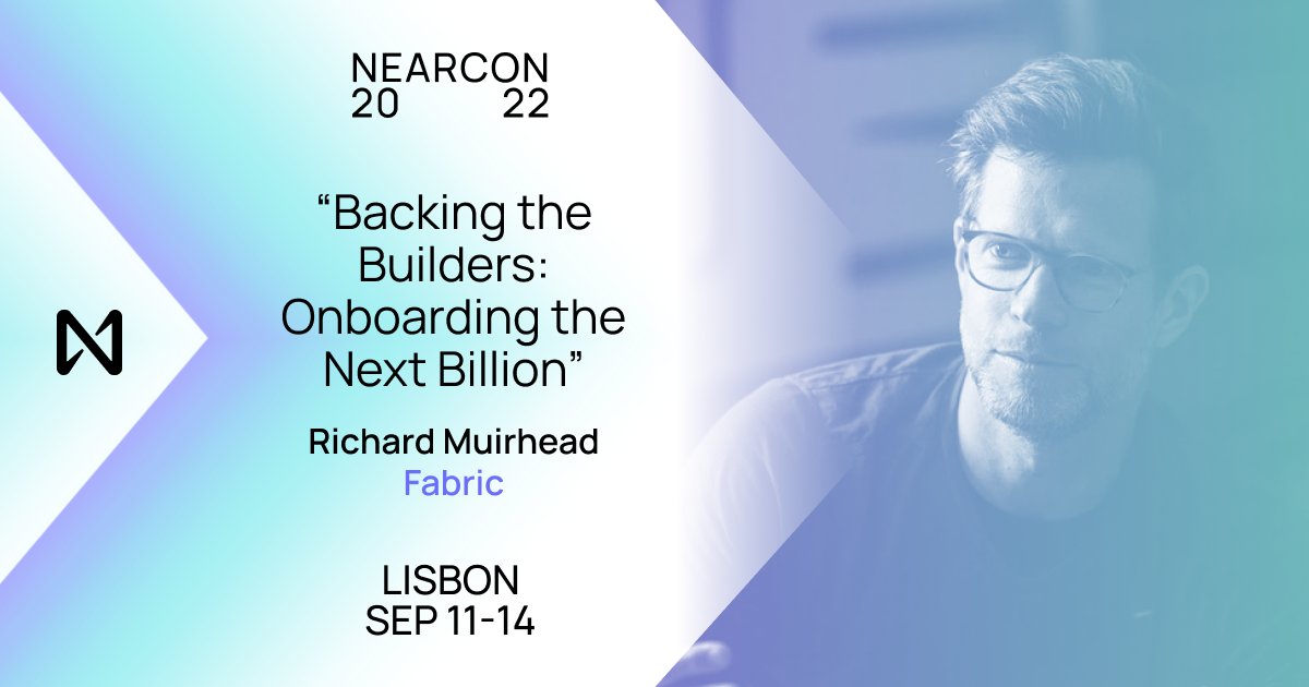 NEARProtocol's tweet photo. 💫NEARCON2022 Speaker Announcement💫

@richardmuirhead, the Co-founder &amp; Managing Partner @Fabric_VC will be speaking at #NEARCON2022, happening Sept. 11-14 in Lisbon. 

Get tickets👉https://t.co/233Hh3mqSS https://t.co/IG1BmqwNny