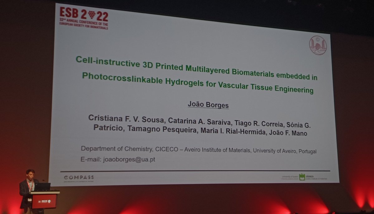 Congratulations <a href="/Joao_F_Borges/">João Borges</a> for your great talk focused on strategies for vascular tissue engineering at @ESB_2022 
<a href="/COMPASS_RG/">COMPASS</a>