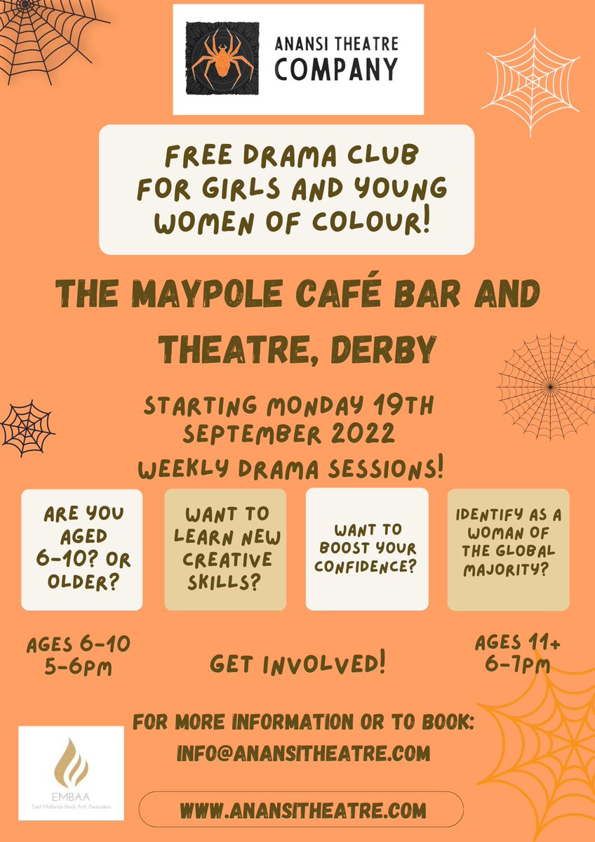 Opportunity Tuesday!

Looking for a new creative opportunity to meet new people, gain confidence boosting skills and have some fun? 

Then have a look at our upcoming drama workshops for girls and young women of colour!

#opportunitytuesday #artsopps #derbyshire