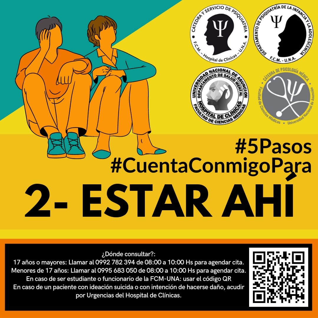 MedicinaUNA's tweet photo. 🎗Seguimos con la campaña #5Pasos de esta Semana de Prevención del #Suicidio
✅️ Hoy compartimos el Paso 2:
#CuentaConmigoPara ESTAR AHÍ
Más información se encuentra en las imágenes que se adjuntan a estas líneas ⬇️ https://t.co/i4bhII5VFE