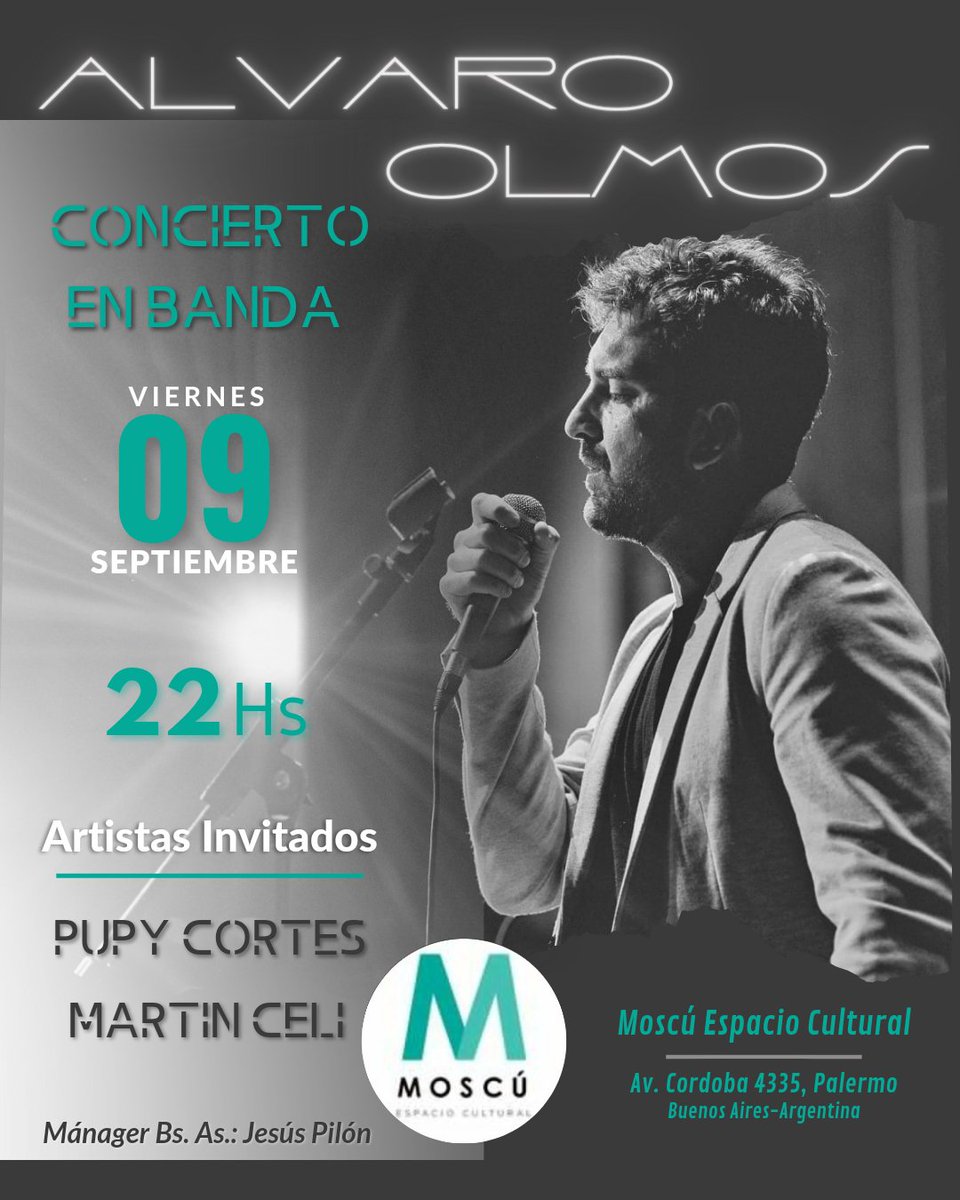 AlvaroOlmos_F_C's tweet photo. ✈A días!!
Tres presentaciones en #BuenosAires 🎙🎶🎶
Escríbenos para mayor info📨
¡No te lo pierdas!!
#AlvaroOlmos #Tucuman #Argentina #Concierto #MusicaEnVivo https://t.co/cP3wimSRIq