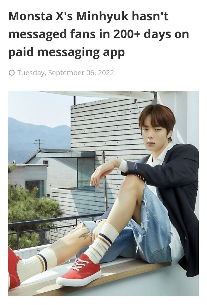 notpannchoa2's tweet photo. [ notnetizenbuzz ] Monsta X's Minhyuk hasn't messaged fans in 200+ days on paid messaging app https://t.co/rE2tNvPm8K