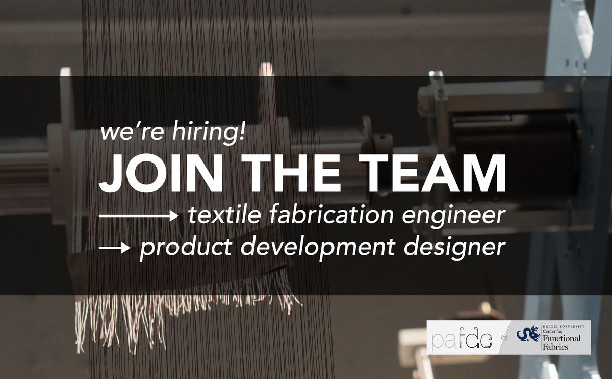 pafdc_cff's tweet photo. If you see yourself as a leader and maker with a desire to advance the field of functional fabrics, perhaps you may be who we’re looking for! 
(Apply by: 09/30/22)

Textile Fabrication Engineer 
https://t.co/YlTBfIrx74 

Product Development Designer 
https://t.co/77dZs0tFQ4 https://t.co/CNUPEfDRsr