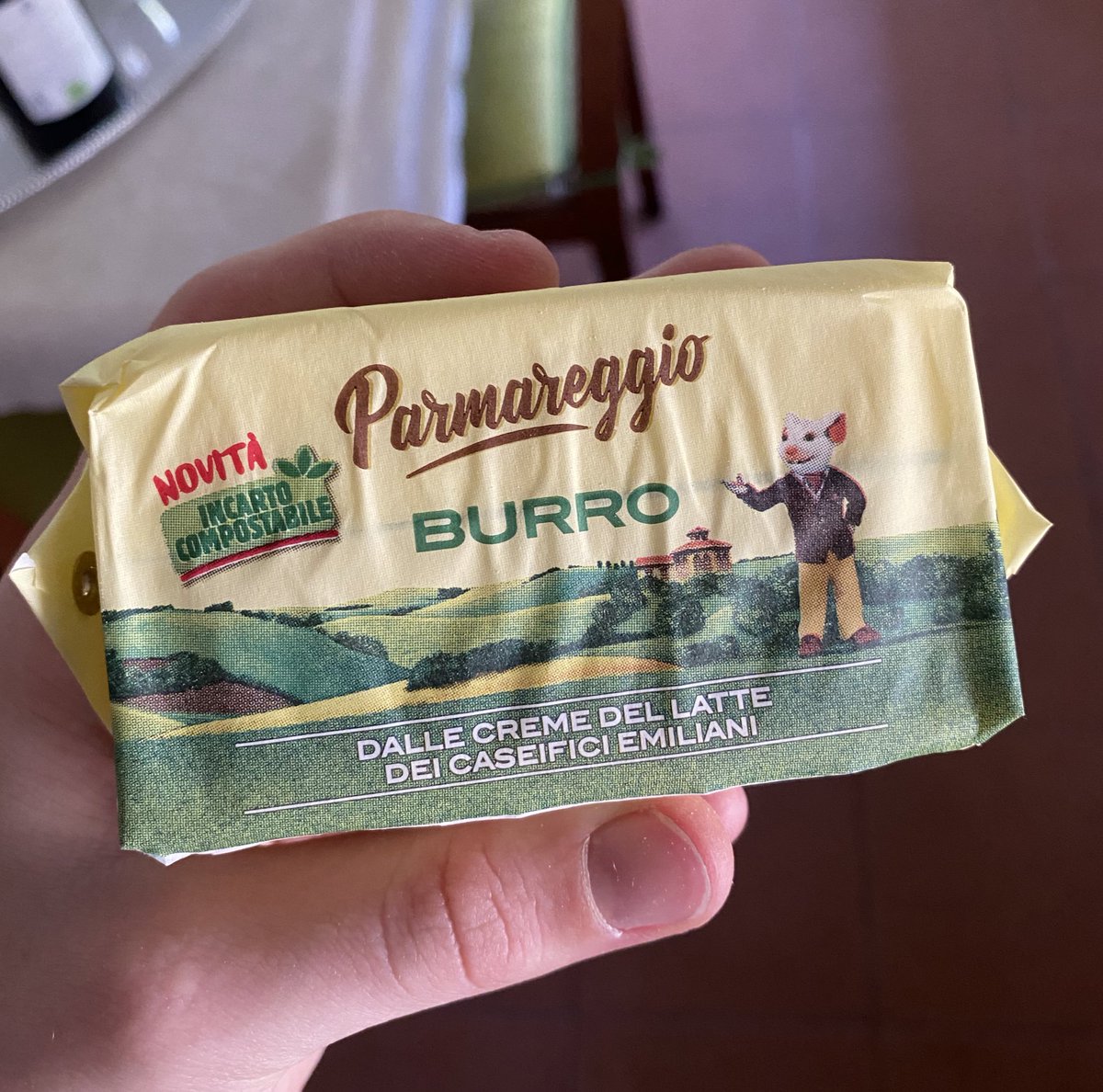 _LD22's tweet photo. Why does this Italian butter have Stuart Little on it? https://t.co/Bhr90L7jUa