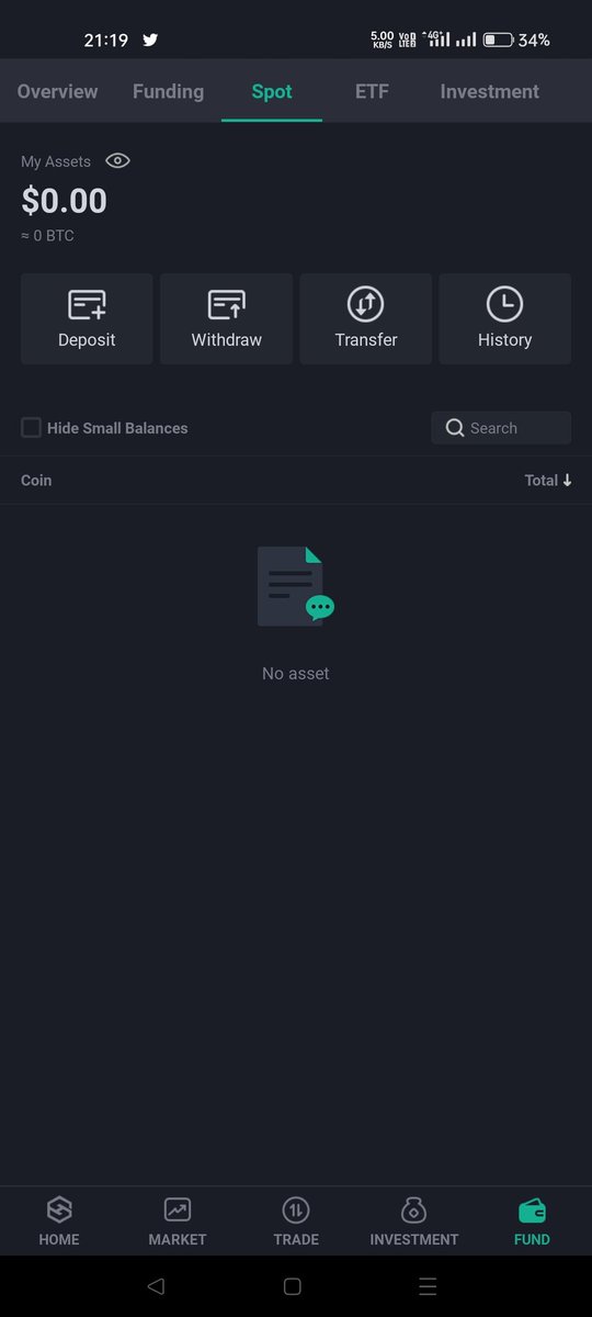 cyberpsycko's tweet photo. @Hotbit_Updates @SlavisaP @Hotbit_news Even after i relogin it spot value shows 0 https://t.co/pQrHXLzztc