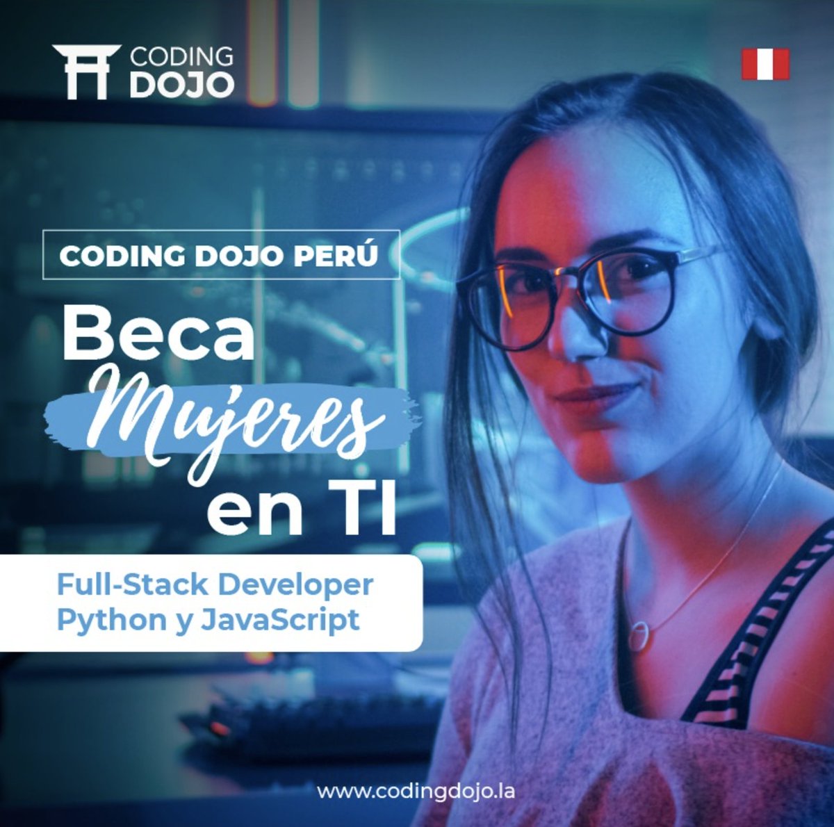 #MujeresEnTecnología🙋‍♀️🚀 | Postula a las 20 becas que ofrece #CodingDojoLatam para que puedas certificarse como desarrolladora Full-Stack o científica de datos. 

¡Para postular deberás agendar una entrevista de admisión en bit.ly/3D83hr4 antes del 20 de octubre!