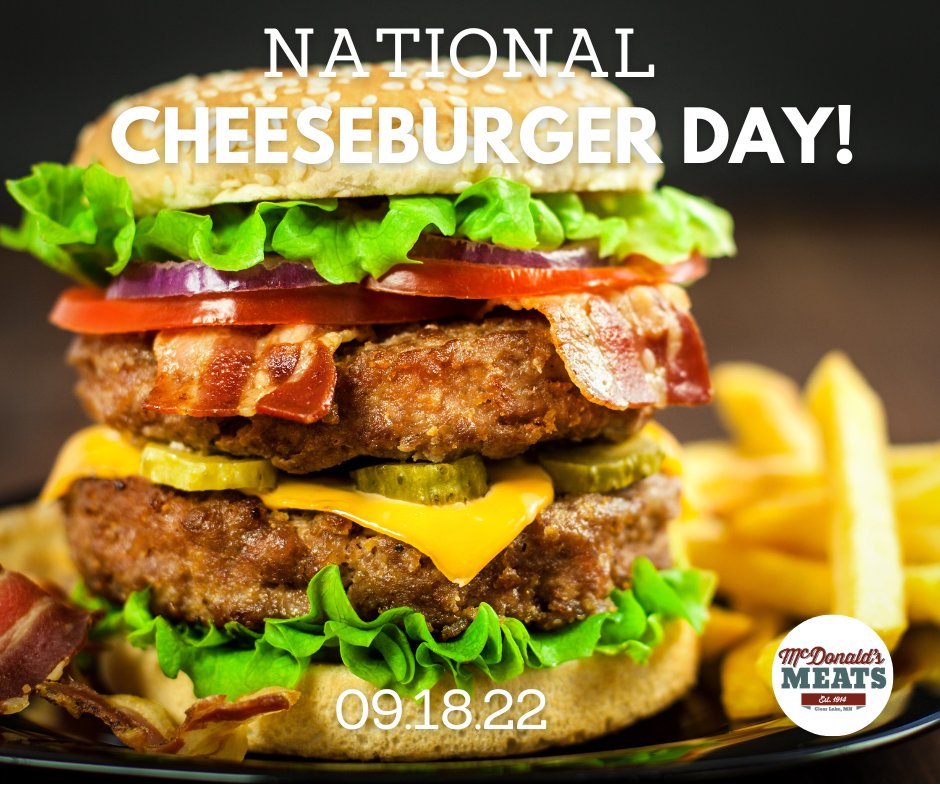 McDonaldsMeats's tweet photo. Today is #NationalCheeseBurgerDay!
A cheese burger can be prepared in a plethora of ways and served with an assortment of toppings to suit your tastes, but what's your favorite cheese to add on top of a burger? #shoplocal #freshbeef #cheeseburger https://t.co/o397ZIXblN