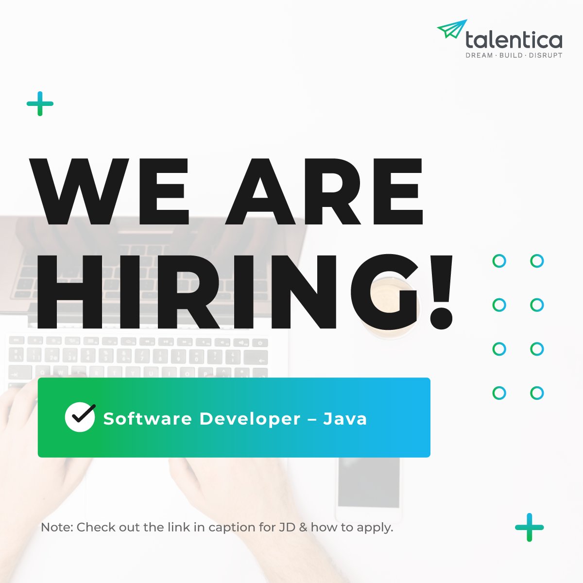 Talentica's tweet photo. Apply here at https://t.co/IuxCks8ePH, and work with a highly experienced team of engineers building innovative products for startups. 
#hiringalert #hiringtalent #jobhiring #jobposting #jobapportunity #javaengineer #developer #engineers #softwaredeveloper #softwareengineer https://t.co/QW4qxJZnve