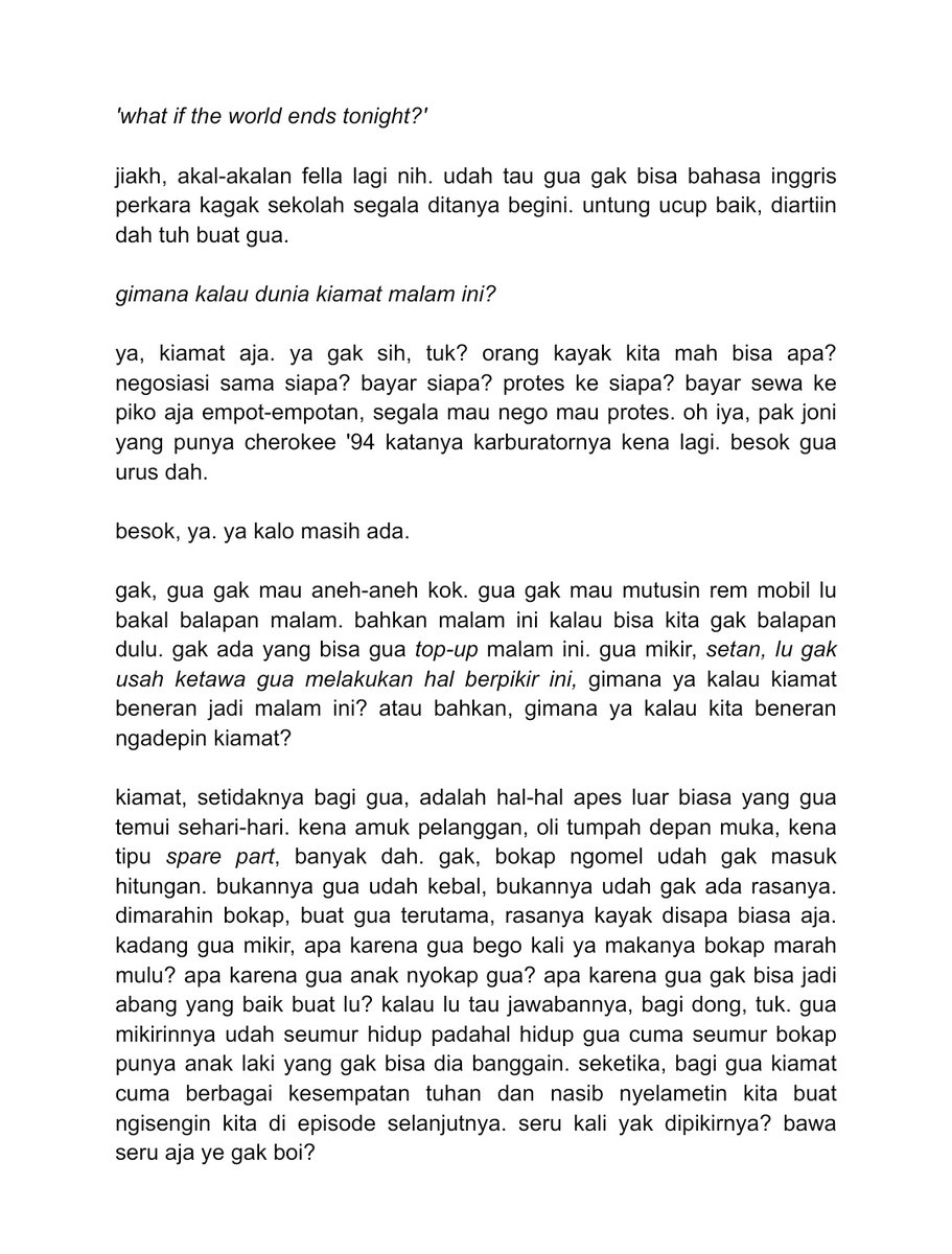 soogarplume's tweet photo. gofar bicara tentang kiamat dan maaf. https://t.co/cEX63gr5Oz