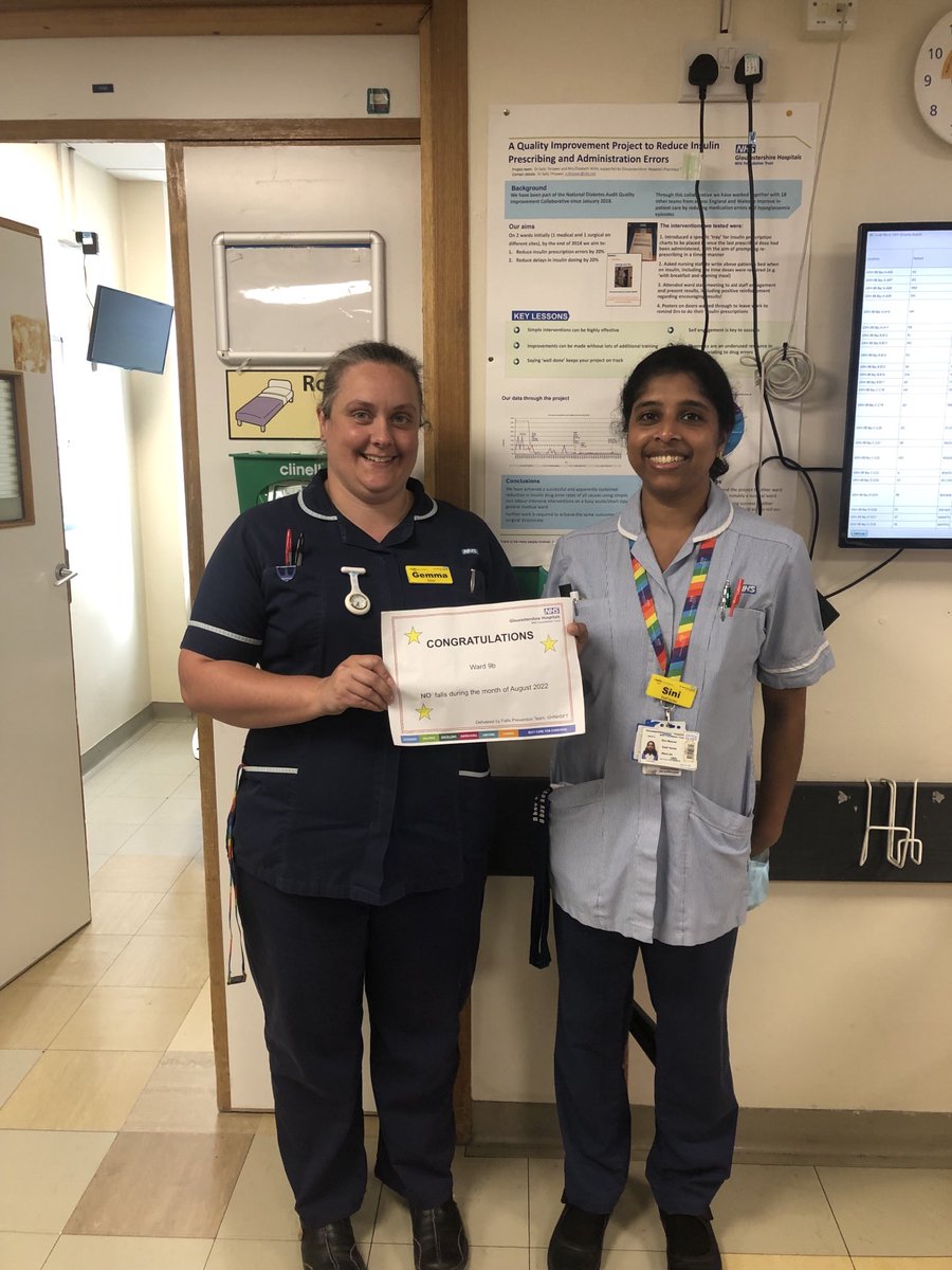 Congratulations to ward 9b. Despite some challenges they have achieved zero falls during August. Amazing work - very well done