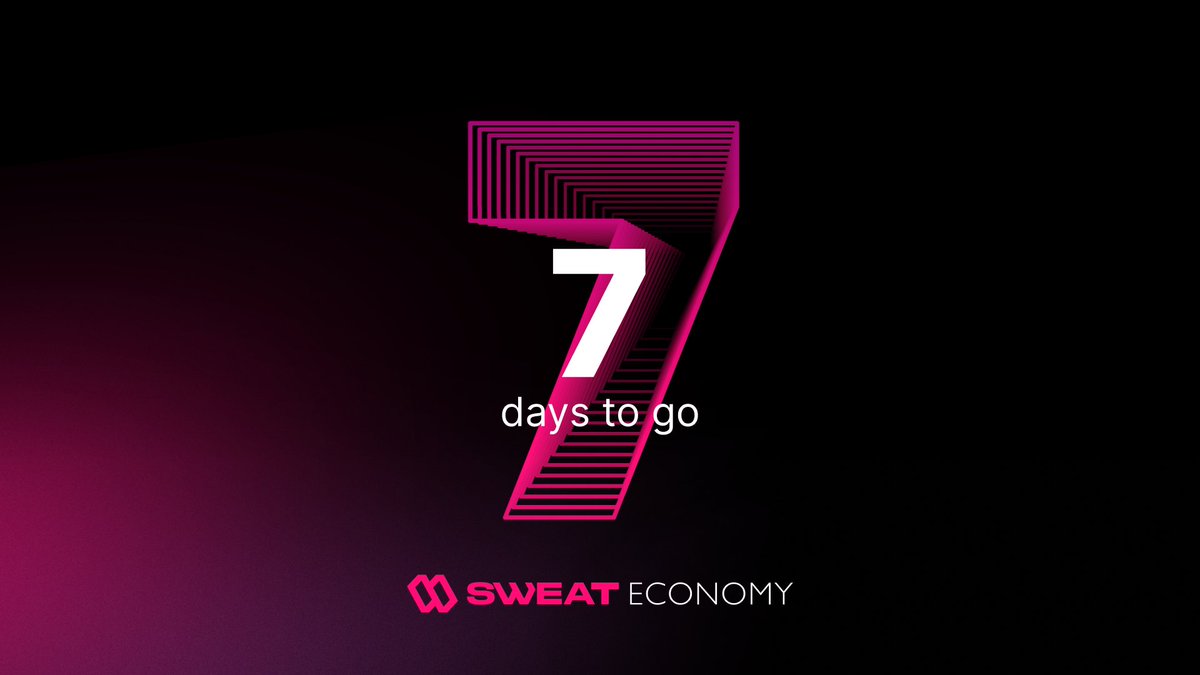 SweatEconomy's tweet photo. Get ready to SWEAT. 7 days until token launch 💧

#walkintocrypto https://t.co/rraZA16kY6