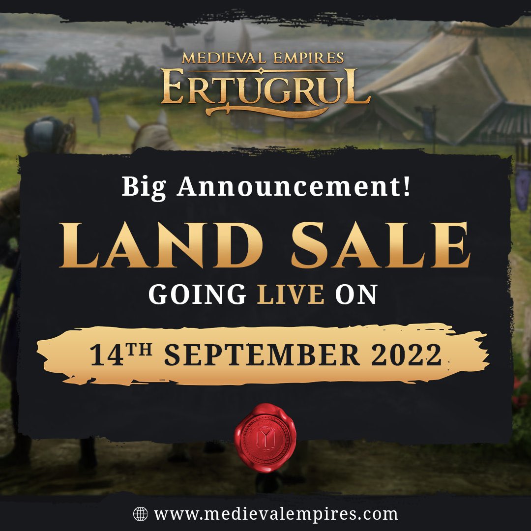 👑Giveaway Announcement👑

$1000 worth of a Land #NFT from #MedievalEmpires!!

Must do:

- Follow <a href="/MedievalEmpires/">Medieval Empires</a> &amp; <a href="/Cryptoking/">Crypto King</a>

- Like &amp; RT this Tweet
- Tag 2 friends that need to see!

#Giveaway ends 12 SEPT 4PM CEST

#NFT #Airdrop #Collab #eth #SOL