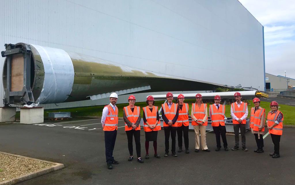 JudithMGough's tweet photo. 2nd stop for 🇬🇧 Nordic Baltic Ambassadors:  the Offshore Renewable Energy Catapult in Blyth.  A unique test facility which, amongst other things, tests wind turbine blades.   They’re big………#NorthernPowerhouse https://t.co/LyINBAYKez