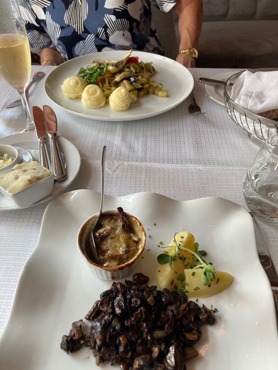 MarekVondrak's tweet photo. Dnes k obědu zapecene lišky s v parmezanu a hribky na česneku. Pí Krtková mořský vlk, zelenina, kaše…
Pak krátká prochazka zpět na hotel, Vřídlo a dortík legendární místní…😜😜👍👍
#Promeda&Pupp https://t.co/1pj7xB4GA0