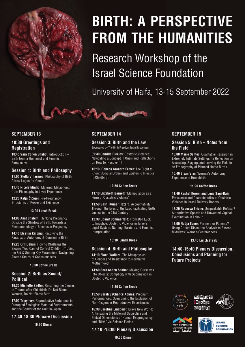 miglio_nicole's tweet image. I’m beyond excited to announce this! I co-organized this wonderful workshop at @UofHaifa 😍 
Scholars from around the world will gather in the beautiful Haifa for discussing the topics of pregnancy and childbirth in philosophy, law, social science ⭐️
