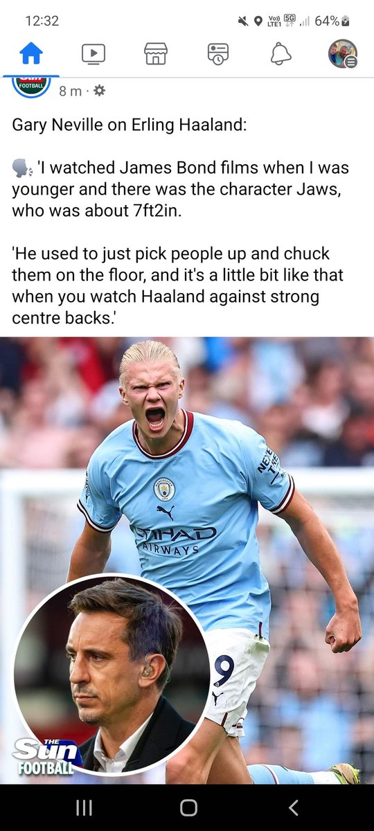 danbrady23's tweet photo. @GNev2 fair point about @erling in your reference about jaws but Mr @TyroneMings has him in his pocket all game https://t.co/pGtvmCZWFh