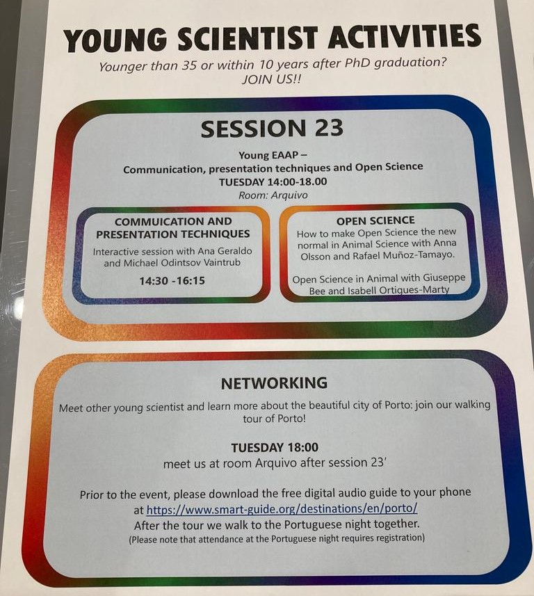 For all who's !feeling! young and who's interested in learning more on presentation techniques and #openscience- join our #youngscientist session @EAAP2022 this afternoon! Program ⬇️⬇️⬇️