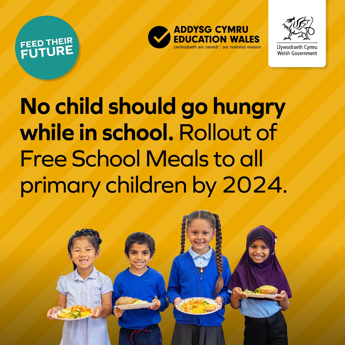 WG_Education's tweet photo. All learners in Reception can now have a free school meal. Speak to your school to claim what’s yours. 

Read more: 
https://t.co/XhVtCGUL3F 

#FeedTheirFuture

@FlintshireCC
@CyngorGwynedd
@CaerphillyCBC
@SwanseaCouncil
@BridgendCBC
@BlaenauGwentCBC
@torfaencouncil
@PowysCC https://t.co/t6eZ0WVWOC