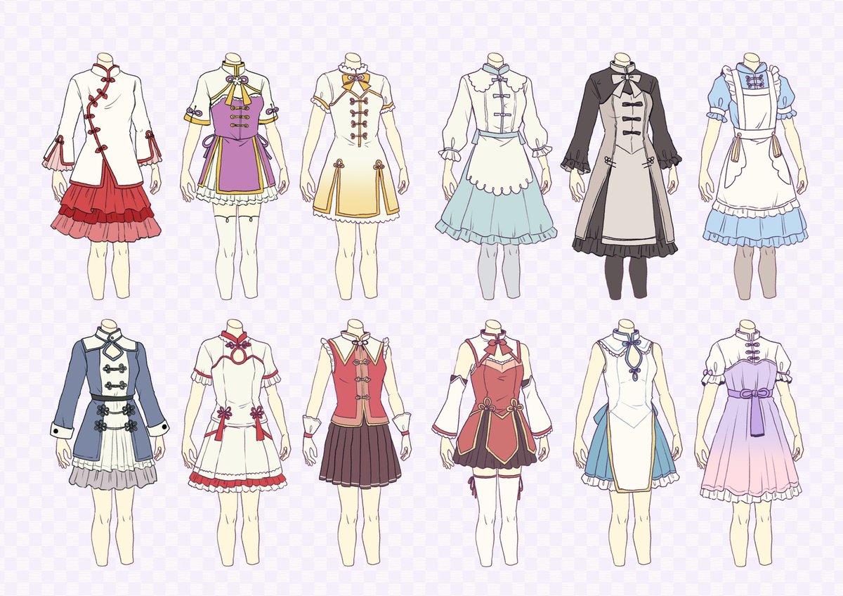 dress skirt apron puffy sleeves frills red skirt no humans  illustration images
